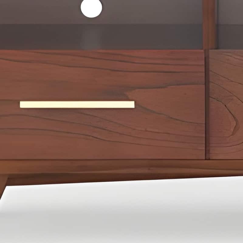 HomeRoots 64" Brown Mahogany Solid Wood Open Shelving TV Stand - 24" x 64" x 18"