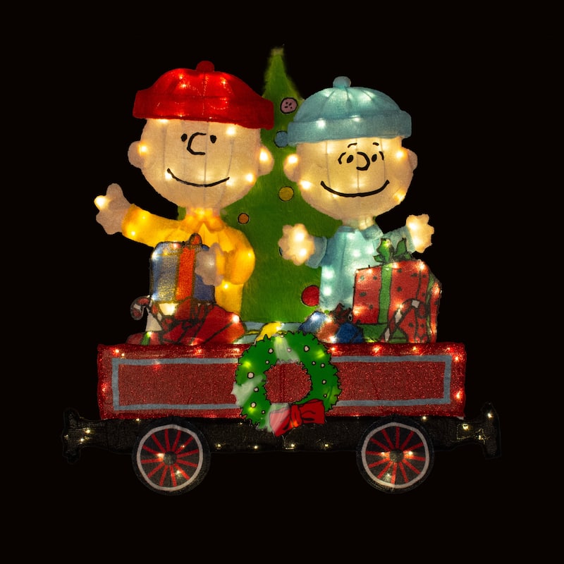 79" Peanuts Pre-lit LED 2D Yard Art 2 piece Train Set