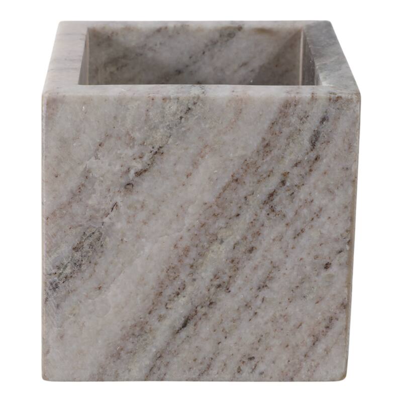 Marble Stone Storage Sculpted Design and Sleek Vertical Grooves - 4.0"