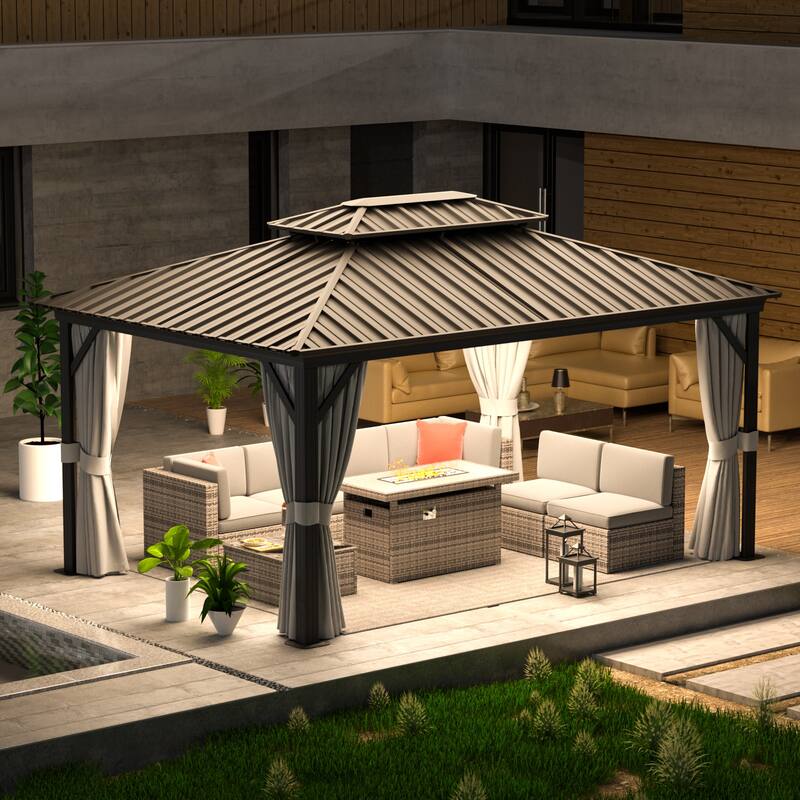 12ft X 16ft Outdoor Gazebos with Double Roof