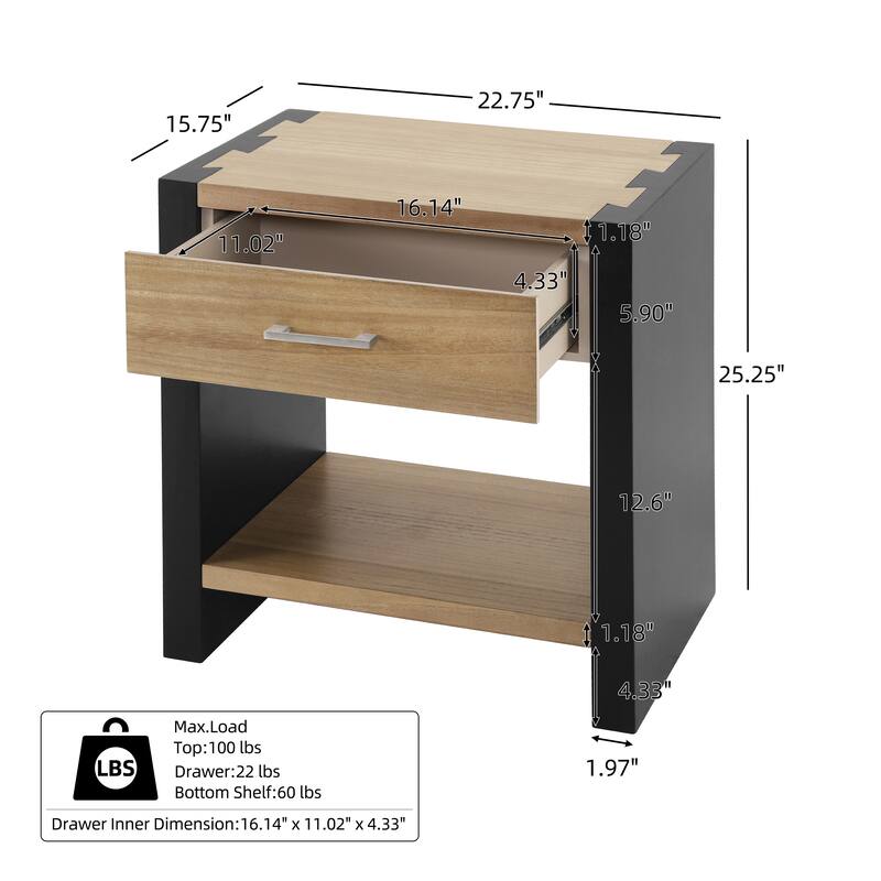 Christopher Knight Home - Quillson MDF 1-Drawer Nightstand with Smooth Glide Drawer