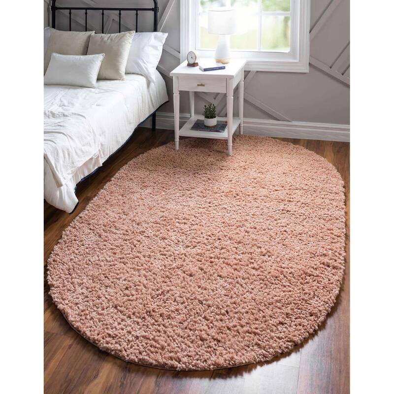 Shag Turhal Collection Area Rug - Dusty Rose - 7'10"x10' Oval