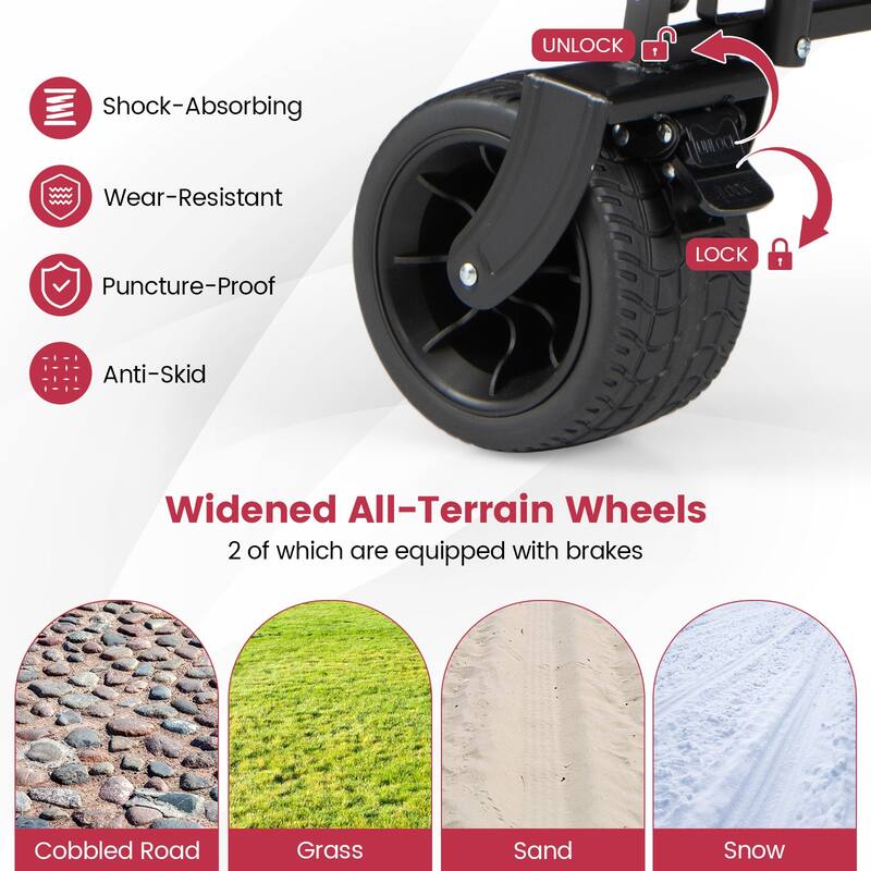 Gymax Collapsible Wagon w/Removable Canopy Adjustable Handles