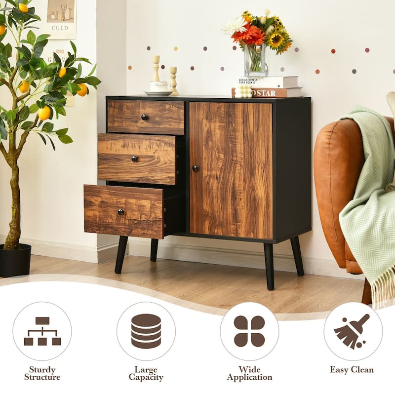 Gymax Storage Cabinet w/Drawer & Side Cabinet 31.5'' Sideboard Dresser - See Details