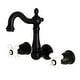 preview thumbnail 1 of 14, Heritage Two-Handle 3-Hole Wall Mount Bathroom Faucet Matte Black