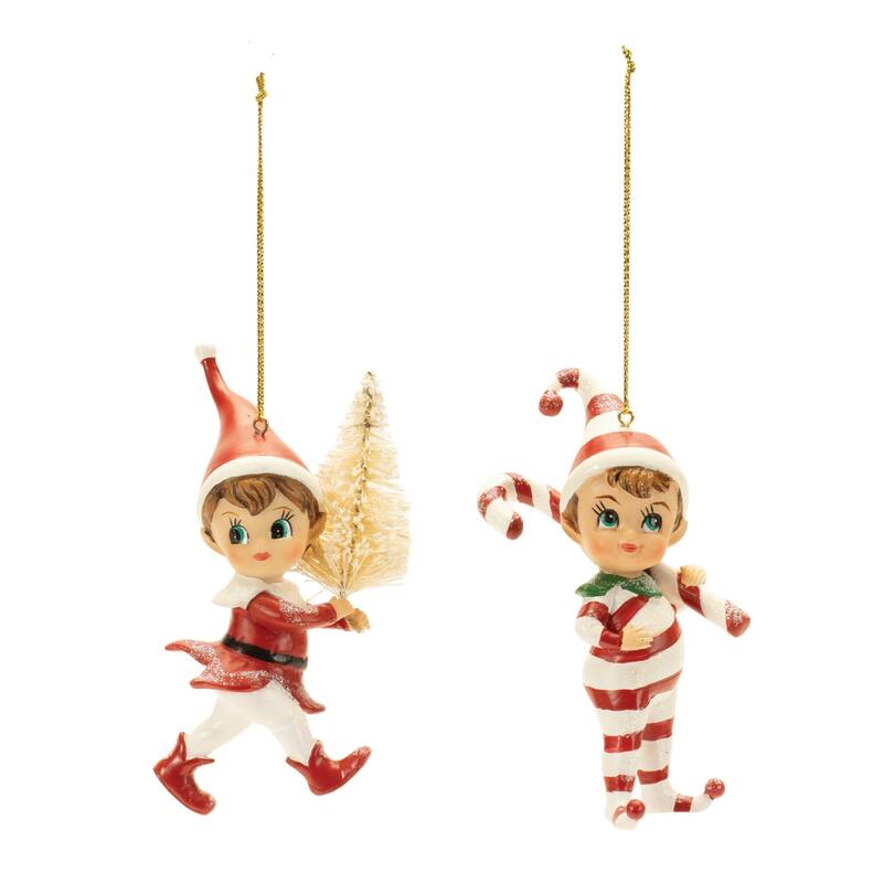 Santa's Jolly Elf Christmas Ornaments - 4.25" - 12ct
