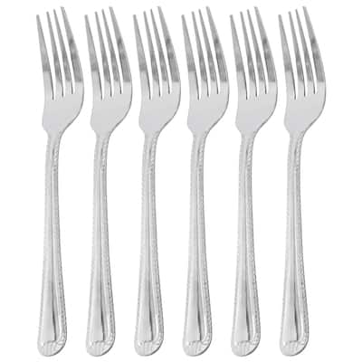 Gibson Home Tustin 6 Piece Stainless Steel Dinner Fork Flatware Set in Silver