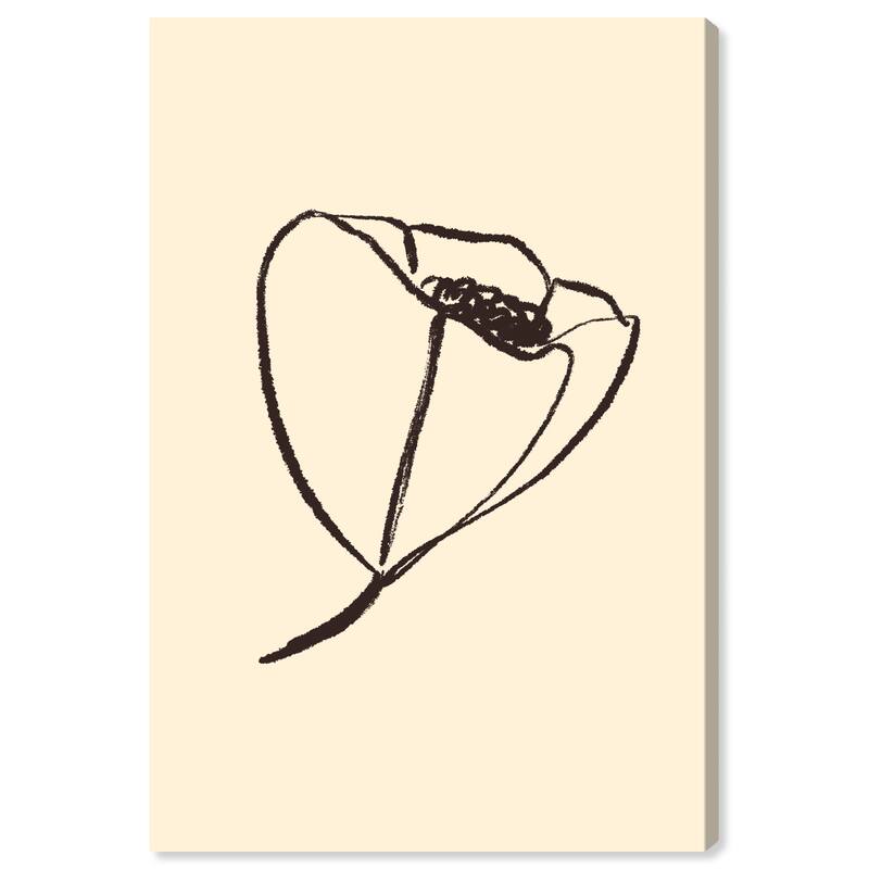 Wynwood Studio Canvas Abstract Minimalista Flower Black and Vanilla Modern & Contemporary Wall Art Canvas Print