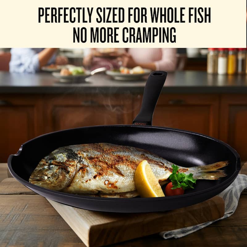 Alva Energy Ceramic Nonstick Fish Pan 13.4" Oval Frying Pan for Cooking Fish