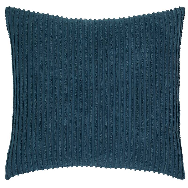 Better Trends Jullian Bold Stripes Design 100% Cotton Tufted Shams Machine Washable Tumble Dry - Teal - Euro Sham