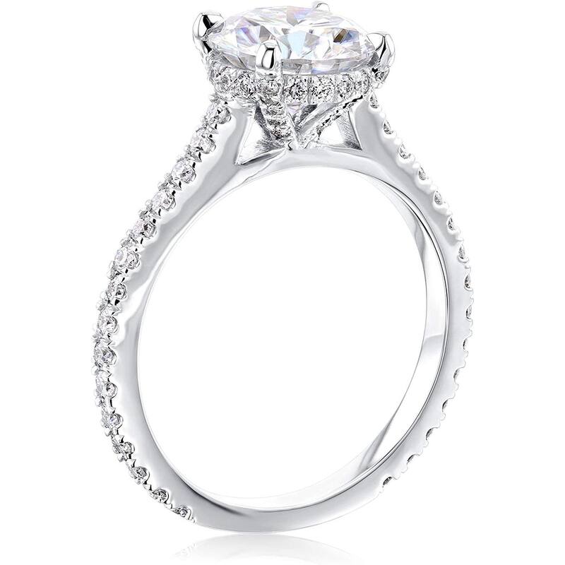 Annello by Kobelli 14K Gold 2ct Round Forever One Moissanite Fancy Hidden Halo (DEF/VS, DEF/VS)