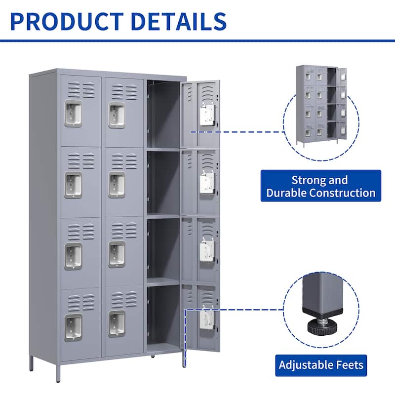 12 Door 72"H Metal Lockers With Lock