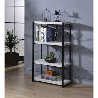 Versatile Freestanding Bookshelf with Faux Concrete Shelves