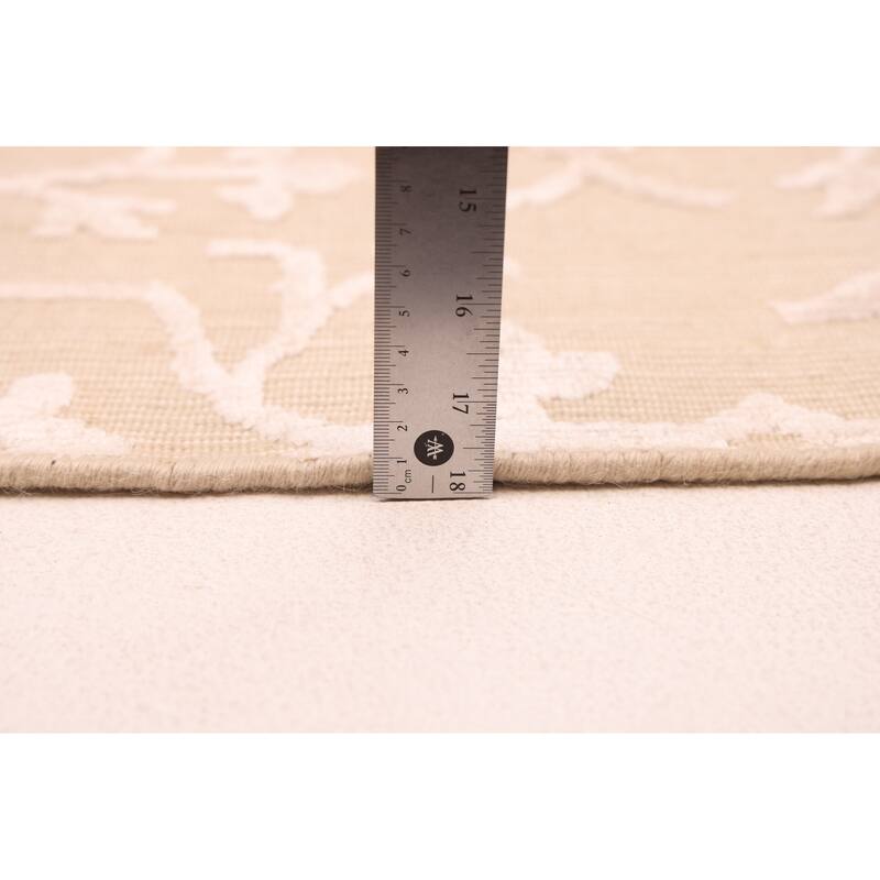 ECARPETGALLERY Hand Loomed Elysian Beige, Ivory Viscose, Wool Rug - 6'8 x 9'11