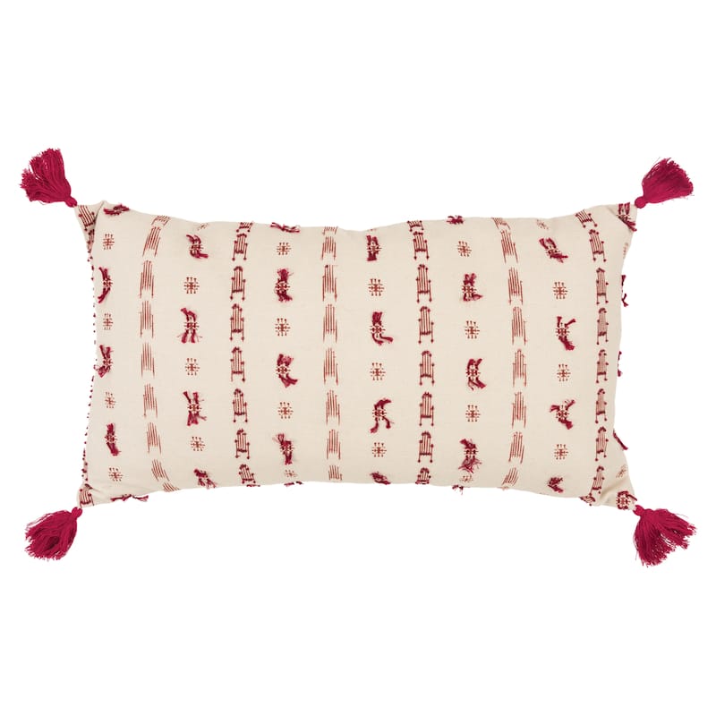 Rizzy Home Transitional Decorative Pillow Cover 14"x26" - Rust