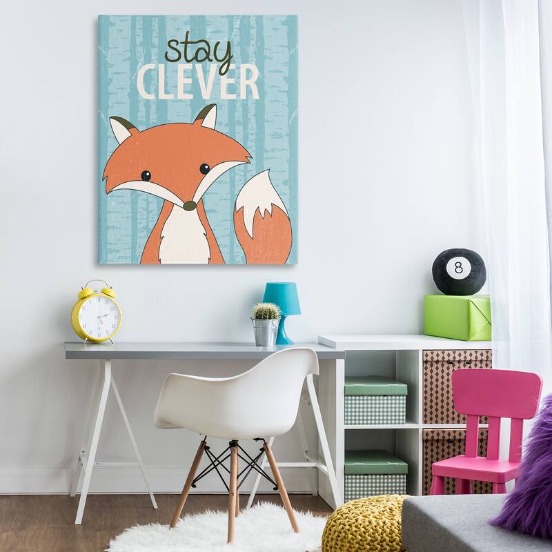 Stupell Stay Clever with Fox Canvas Wall Art Design By Kim Allen