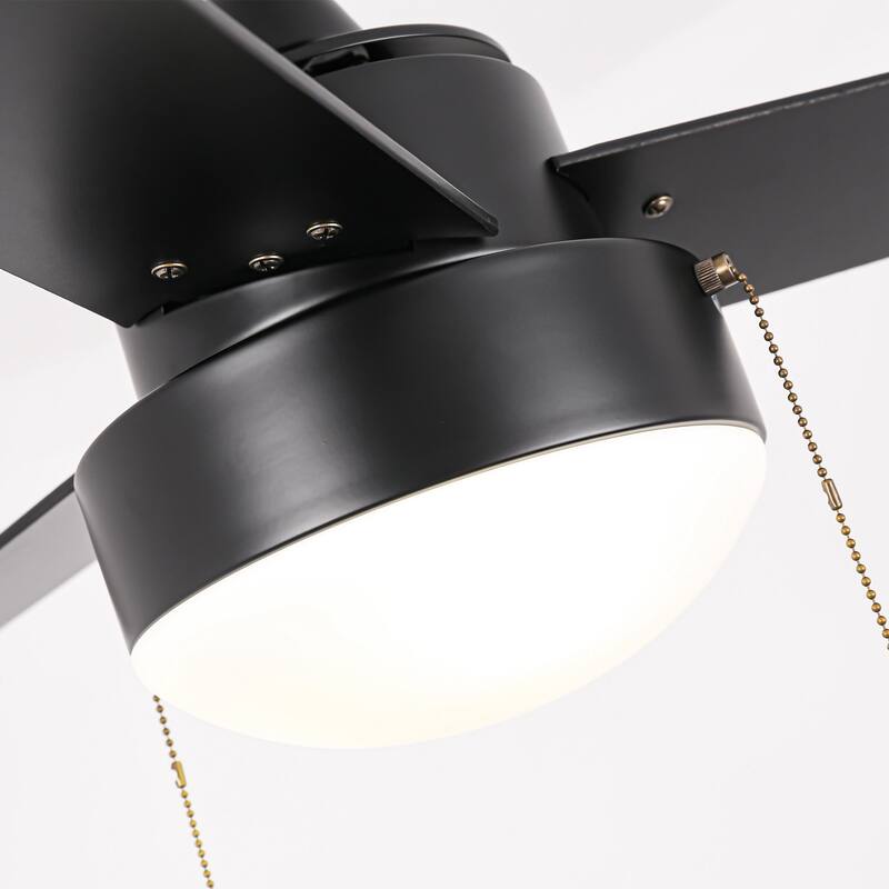 42-inch Black 3-Blade AC Motor Ceiling Fan with Light and Pull Chain