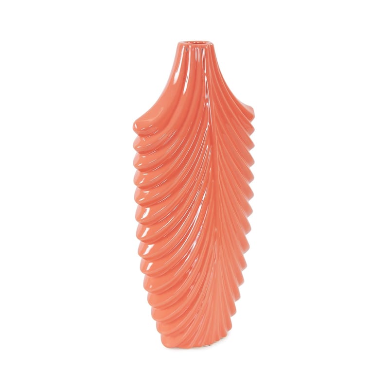 Allan Andrews Glossy Light Coral Textured Ceramic Vase