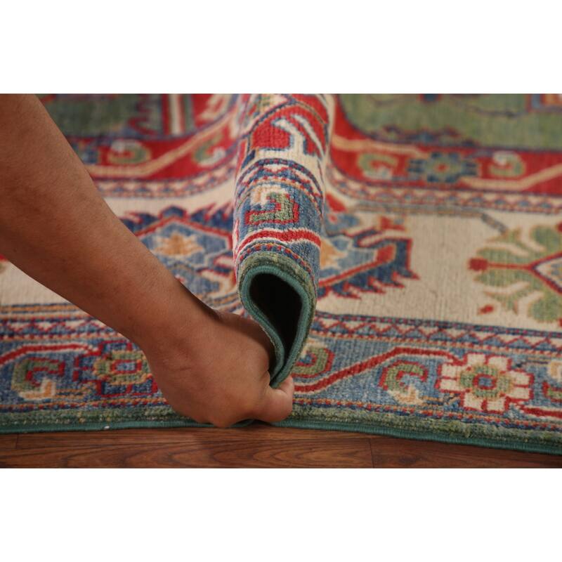 Green Kazak Area Rug Hand-Knotted Wool Carpet - 6'5" x 9'8"
