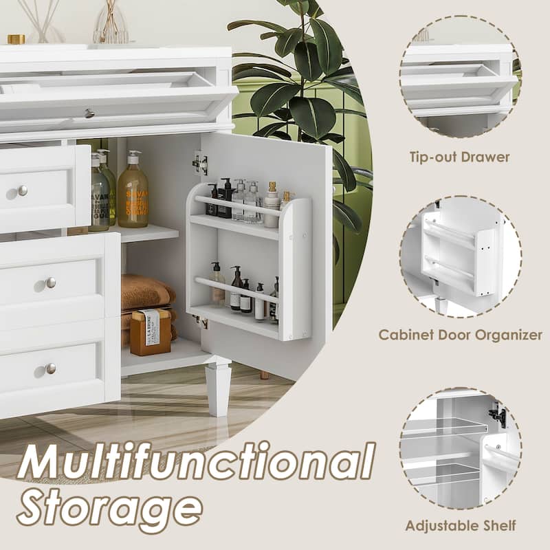 36 Inch Bathroom Vanity with Sink Top, Freestanding Storage Cabinet with 3 Drawers and Single Door, Modern Style