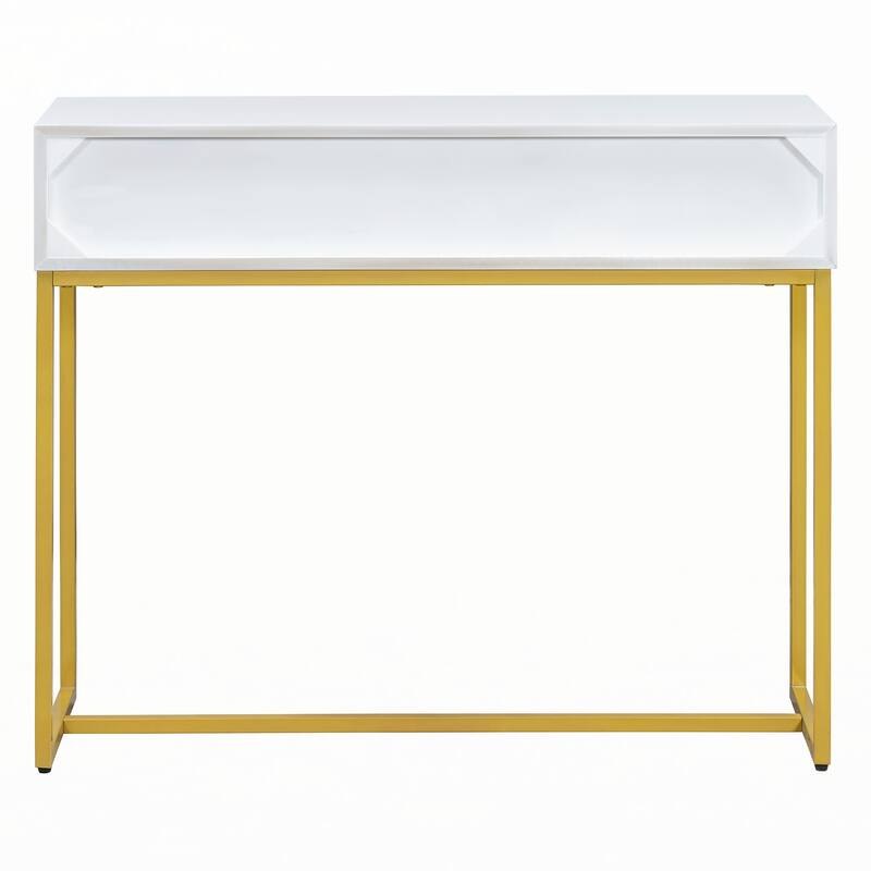 Modern Sleek Console Table with Storage,White