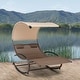 preview thumbnail 33 of 37, Outdoor Double Chaise Lounge Chair Rocking Lounger with Sunshade Canopy - 54.5"W*67.3"D*65.7"H