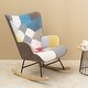 preview thumbnail 1 of 26, Rocking Chair Fabric Rocker Chair with Wood Legs Patchwork Linen - 22*29*36.5INCH Colorful