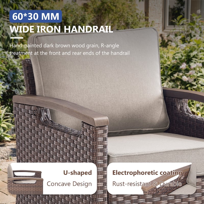 Gymojoy Patio Swivel Rocker Patio Chairs of 2 with Water-Resistant Olefin Cushions and Side Table
