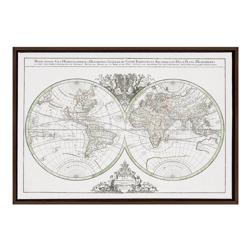 Kate and Laurel Sylvie World Map Framed Canvas by Corinna Buchholz