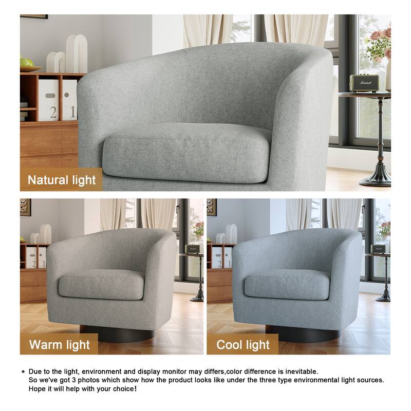 Modern Upholstered Barrel Chair Swivel Accent Chair for Living Room