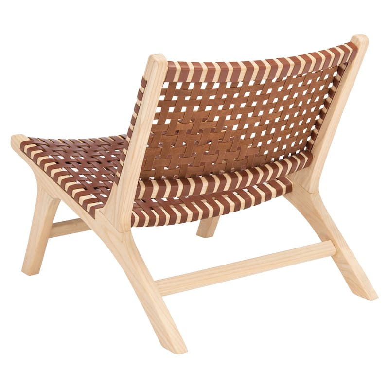 SAFAVIEH Theodora Leather Woven Accent Chair - 25.2" W x 31.5" L x 26.8" H - 25Wx31Dx27H