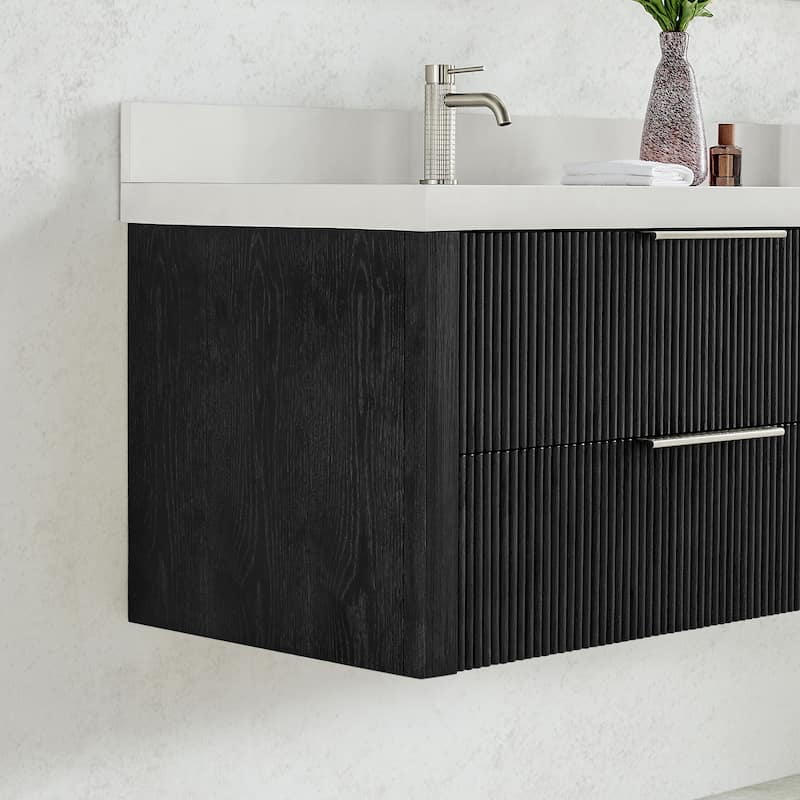 Barcelona Floating Bath Vanity with Quartz Stone Top without Mirror