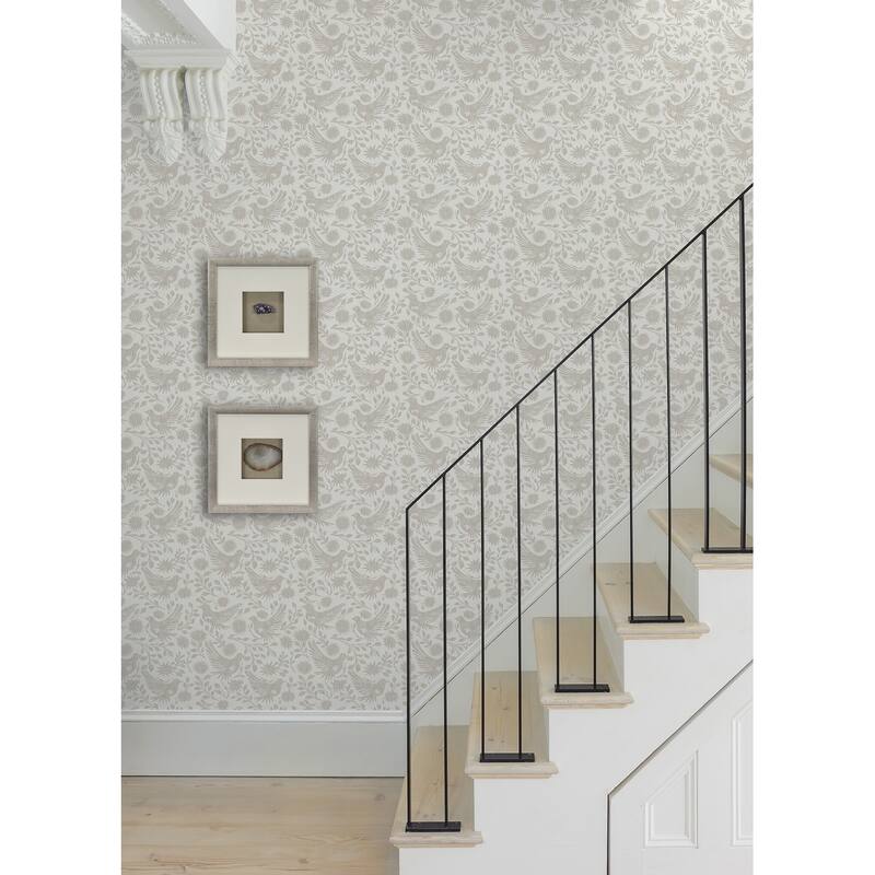 NuWallpaper Waverly Winged Serenade Taupe Peel and Stick Wallpaper - N/A