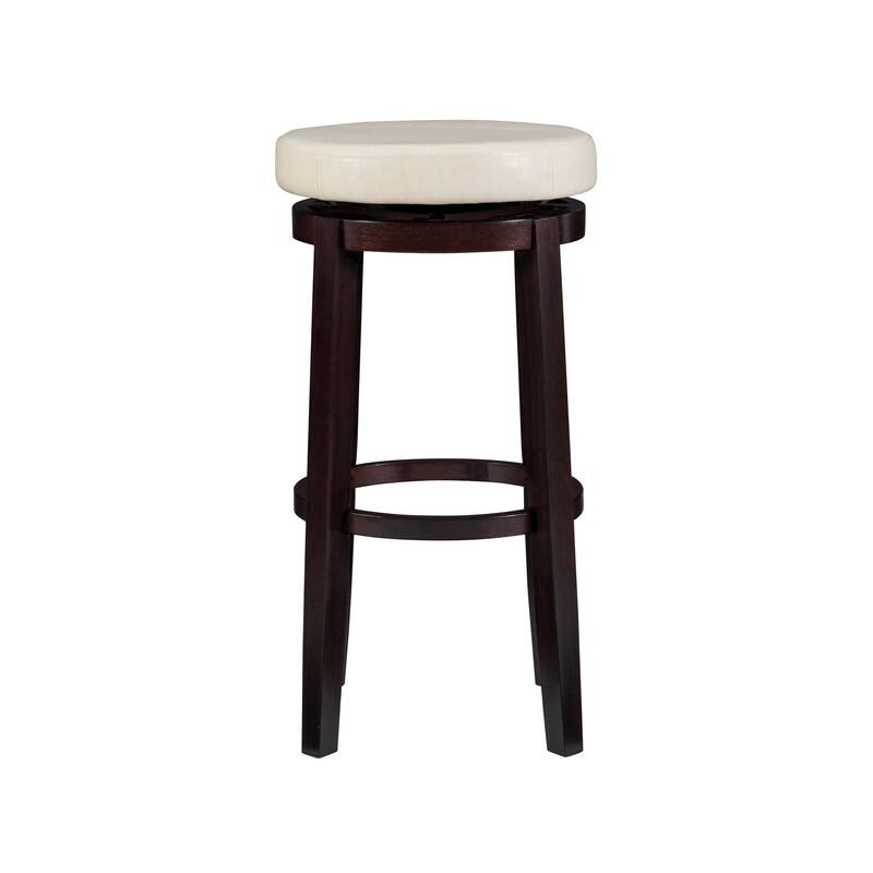 Linon Bennery Rice Faux Leather Backless Swivel Bar Stool