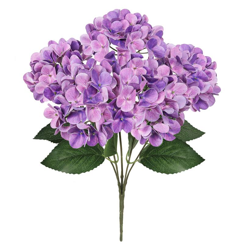 Set of 2 Natural Touch Purple Artificial Hydrangea Flower Stem Bush Bouquet 18in - 18" L x 11" W x 11" DP