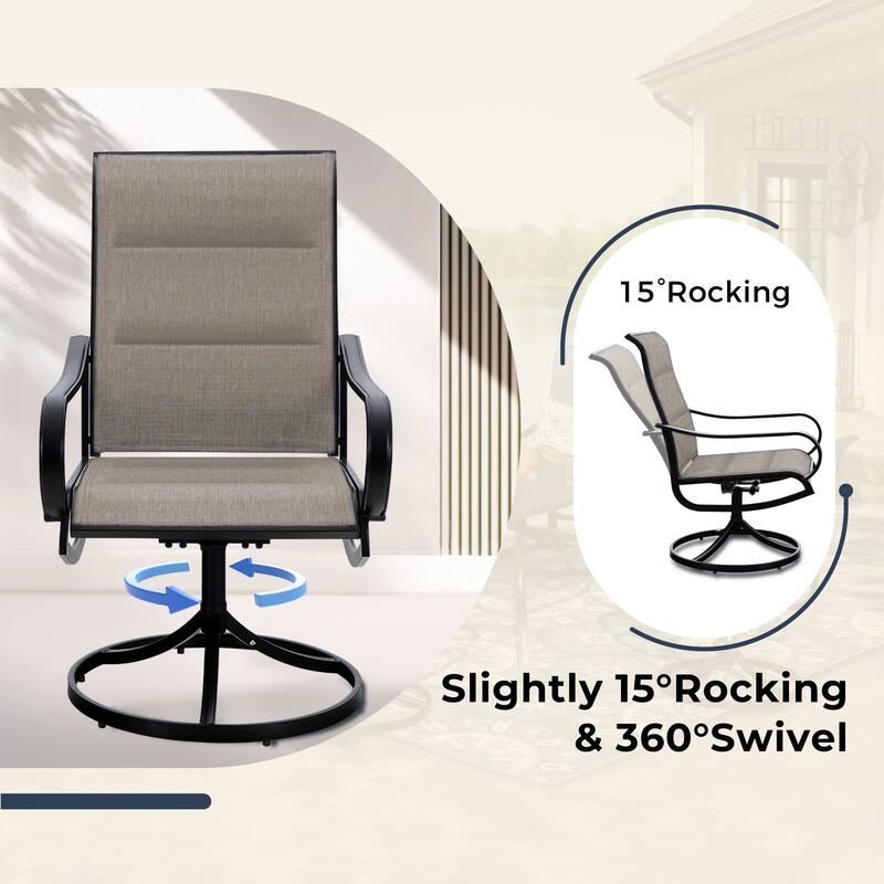 MAISON ARTS Patio Swivel Dining Chairs Set of 4, Metal Chairs with Textilene Padded Sling Fabric