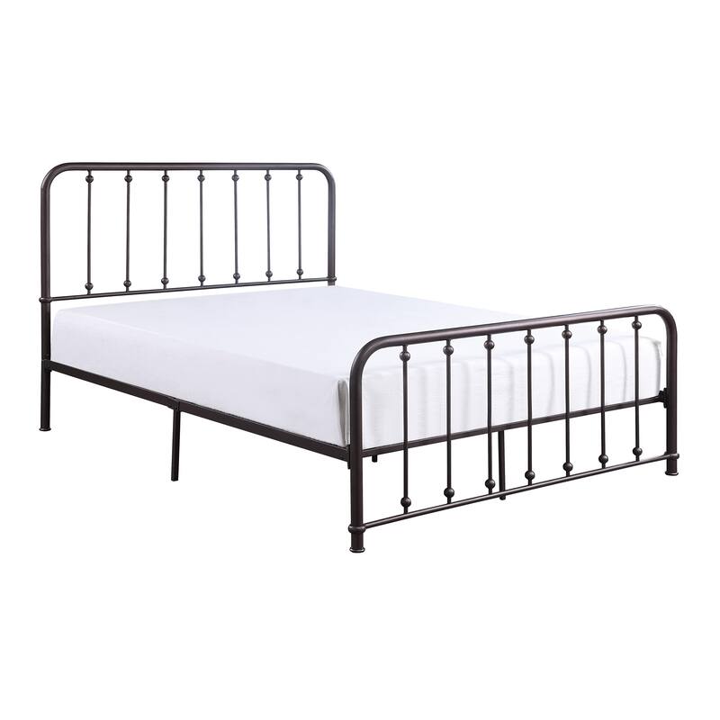 Classic Queen Platform Bed Dark Bronze Finish Metal Frame Bedroom Furniture 1pc