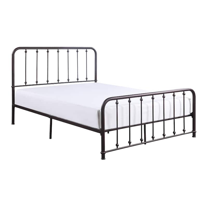 King Size Metal Platform Bed with Ball Accent Details