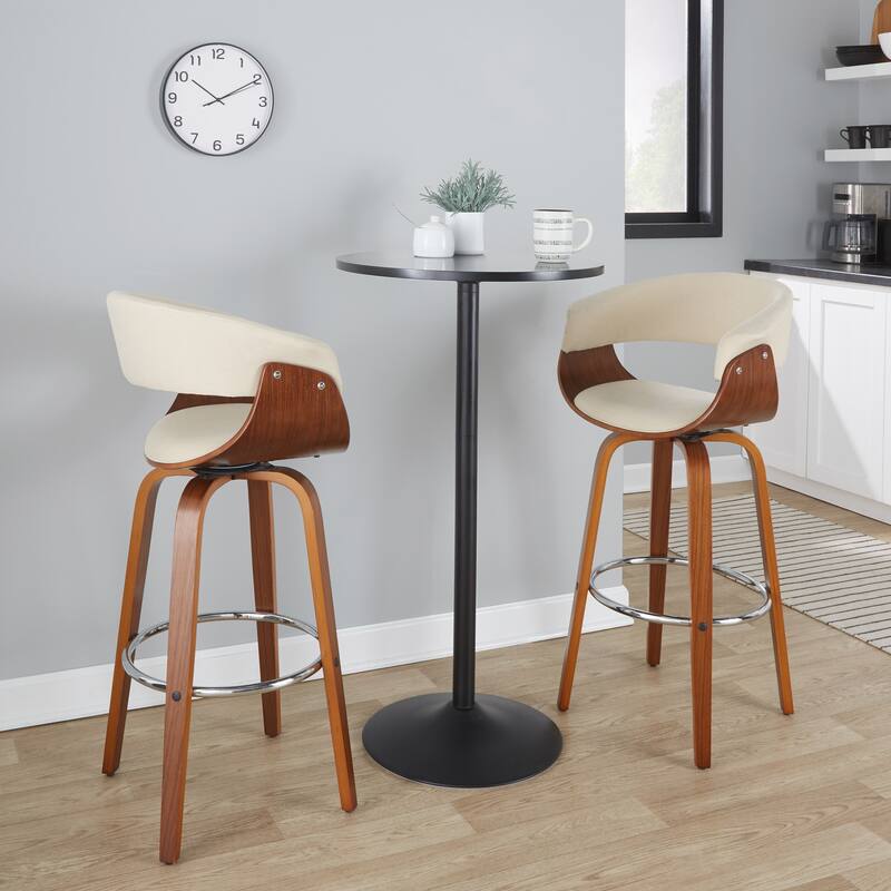 Carson Carrington Sauda 30" Fixed-Height Bar Stool with Bent Wood Legs (Set of 2)