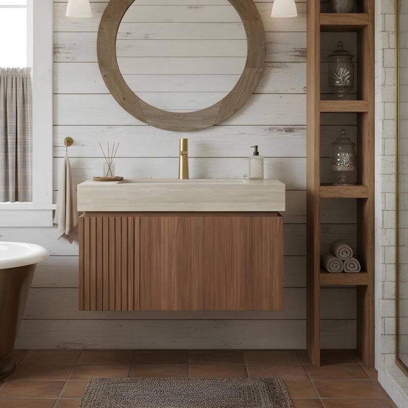 Mondern Floating Bathroom Vanity with 1 Pre-drilled Faucet Holes
