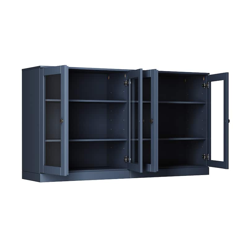 100% Solid Wood Sideboard with Glass or Solid Wood Doors by Palace Imports - 64" x 35.75"