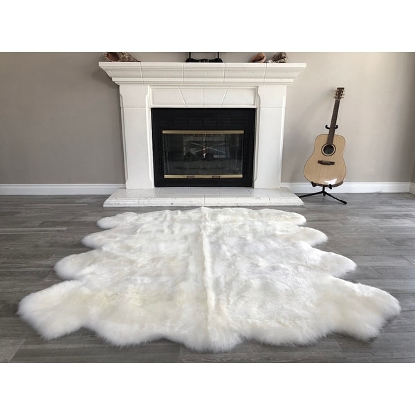 Dynasty Natural 8-Pelt Luxury Long Wool Sheepskin Shag Rug - 5'5 x 6'8". Opens flyout.