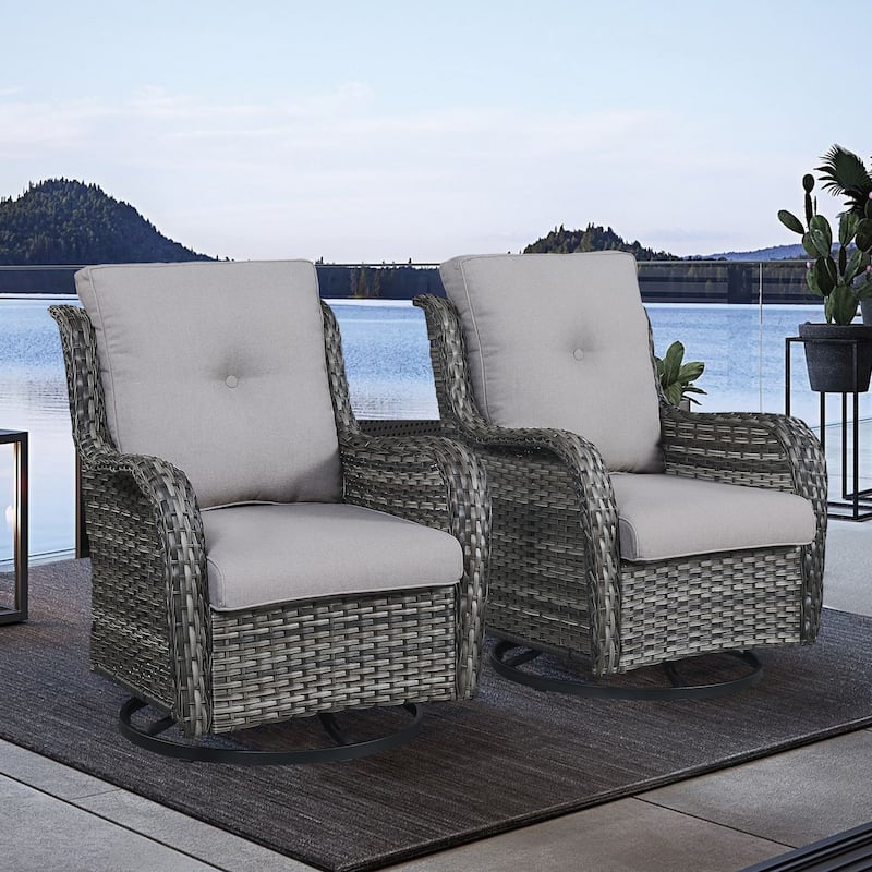 Outdoor Swivel Rocker Patio Chairs with Table Set of 2