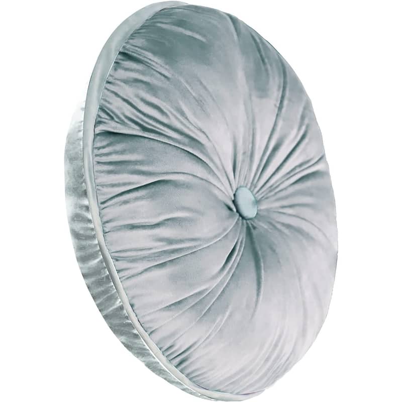 WOWMAX Round Button Tufted Pumpkin Pleated Cushion Throw Pillow 15"