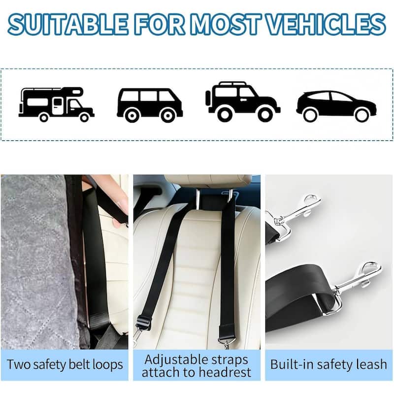 Comfy Dog Bed, Dog Booster Car Seat with Safety Belt and Storage Pockets