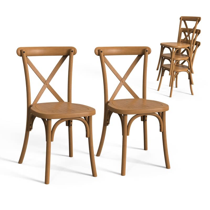 Patio Plastic Stackable Dining Chair Set (Set of 2)