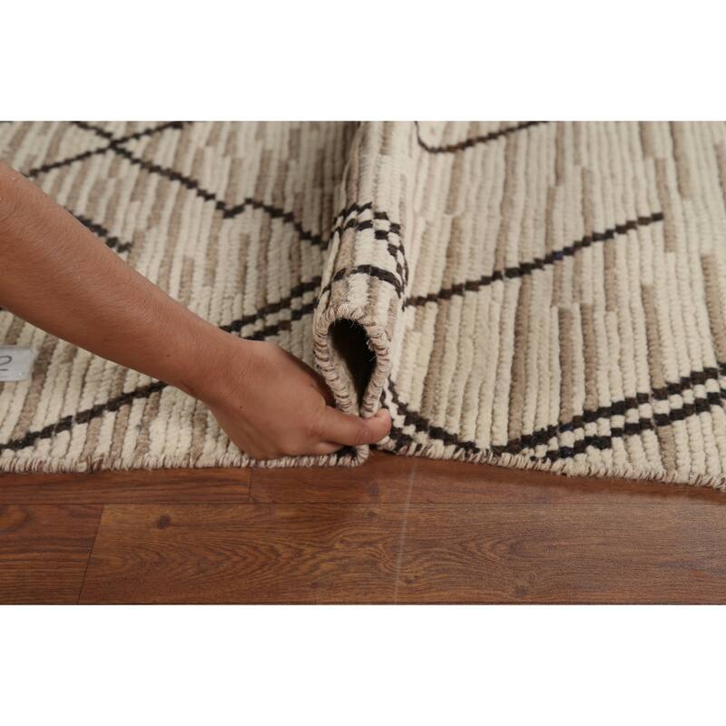 Earth Tone Moroccan Rug Hand-Knotted Wool Carpet - 7'0"x 10'9"
