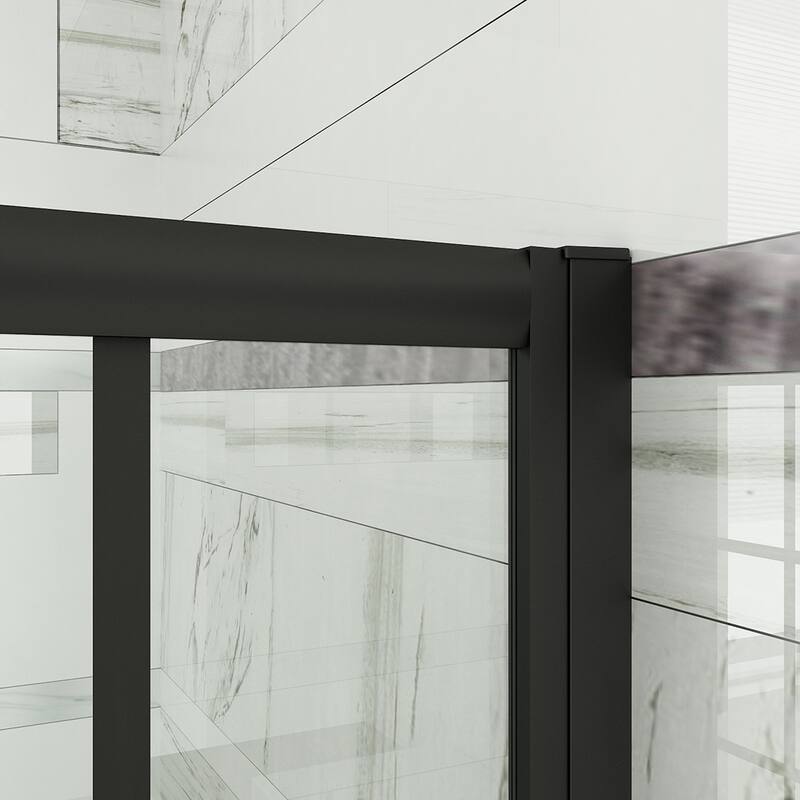 Elegant Black Check Corner Entry Enclosure with Sliding Shower Doors(Shower Base is Not Included) - 36 x 36 x 72