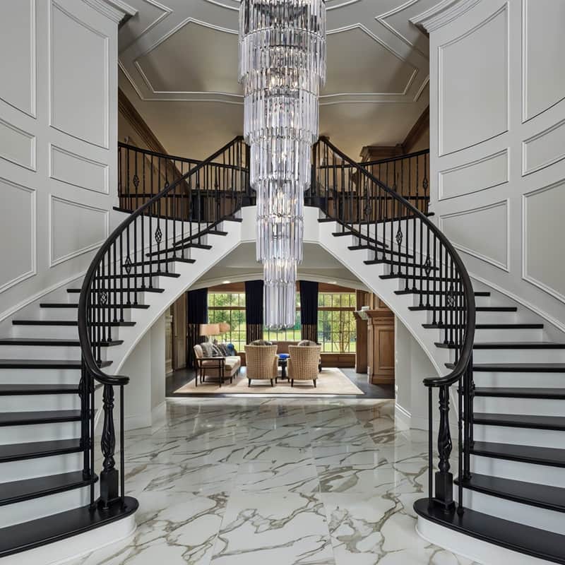 KAYLA 125 in. 20-Light Gold Crystal Chandelier- High Ceiling Lighting Fixture - 78.7in - Black