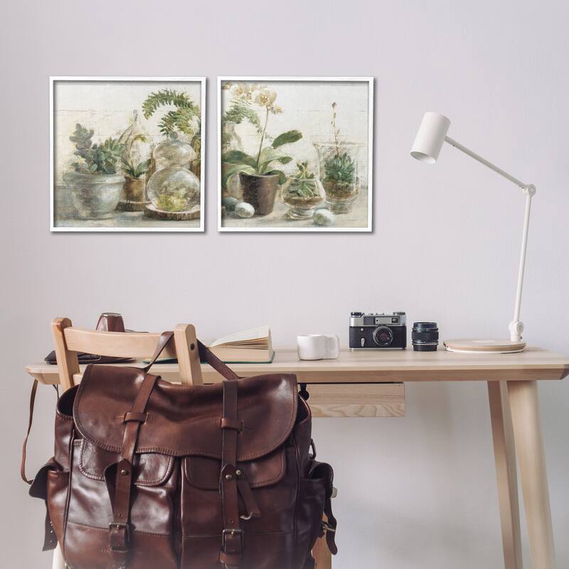 Stupell Succulent House Plants Country Charm Green Brown,2pc Multi Piece Framed Wall Art Set